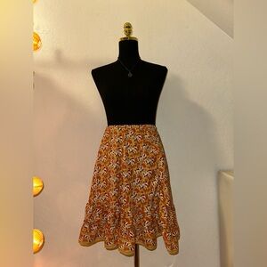 Max Studio A-Line Skirt in Orange and White